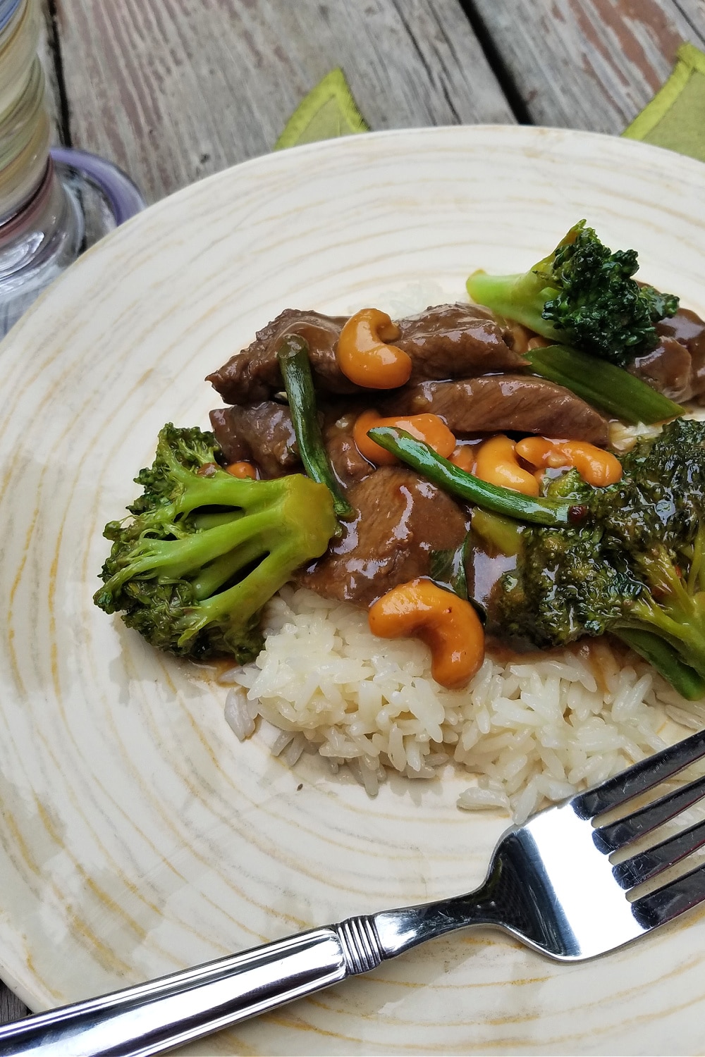 stir fry orange beef on plate