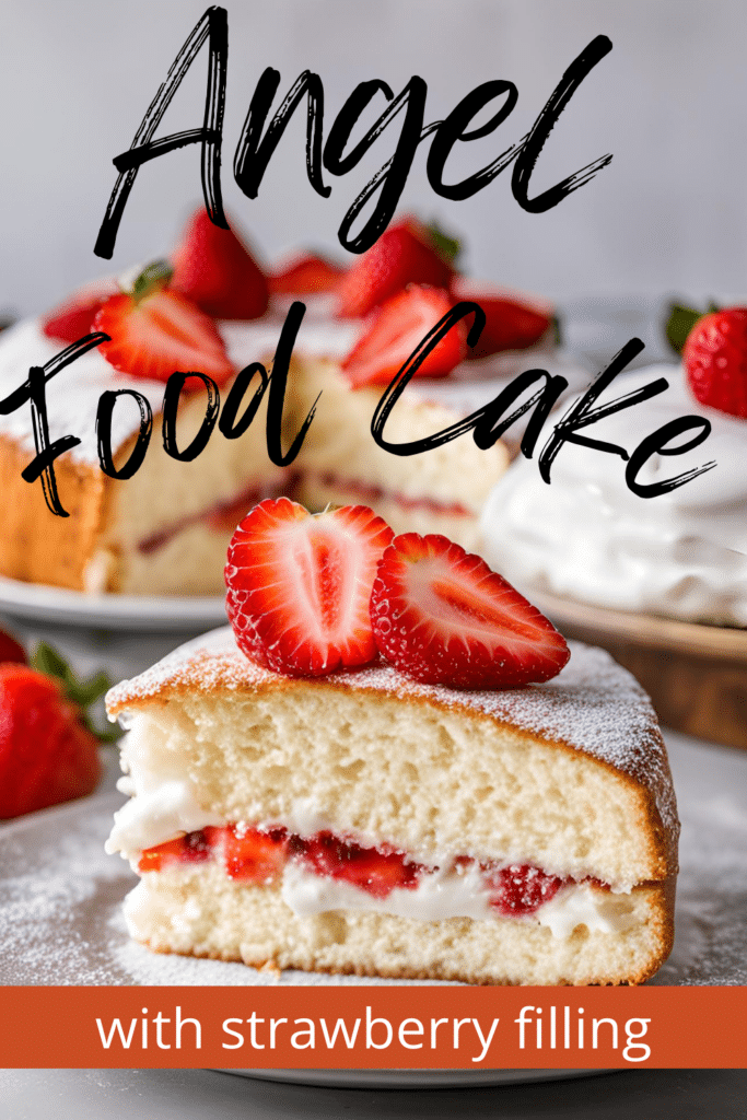 Strawberry Angel food Cake with strawberry filling