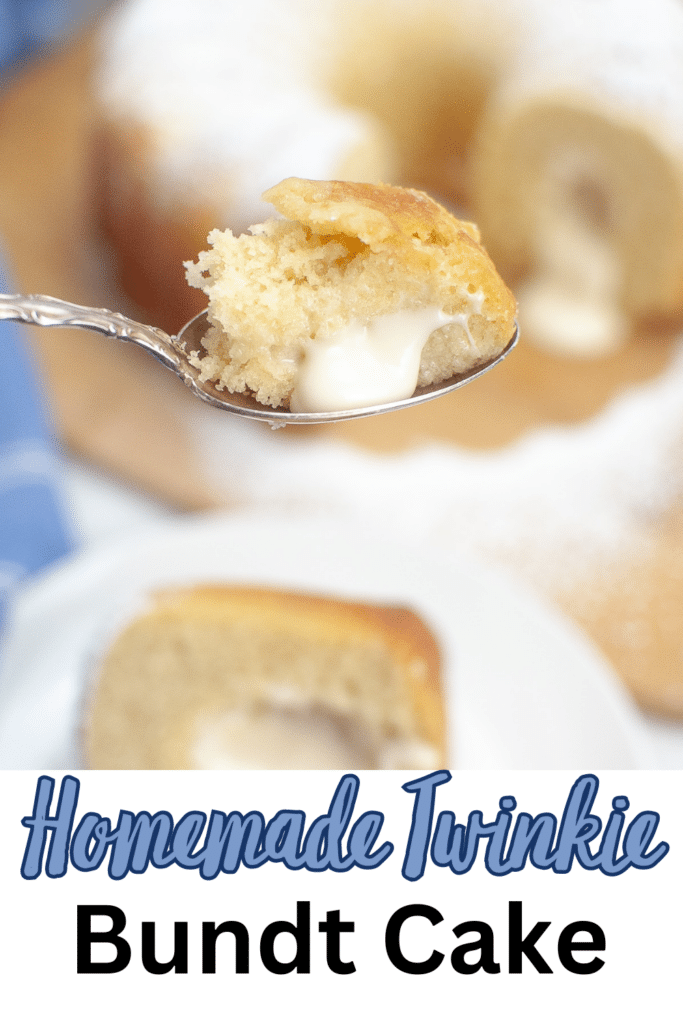 Homemade Twinkie Bundt Cake Recipe spoonful of cake