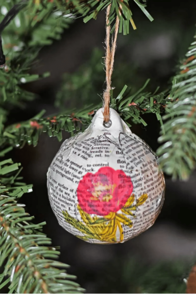 Christmas Ornament from dictionary pages