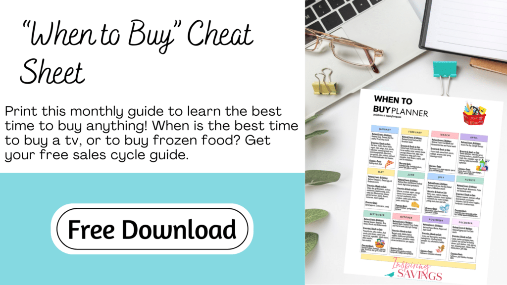 Copy of Free download When to buy printable sheet. Call to action button for sign up